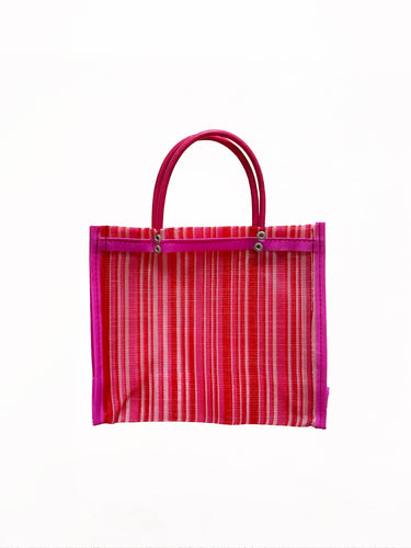 Pink + Red Stripe Mercado Bag - Mini - LALO THE SHOP